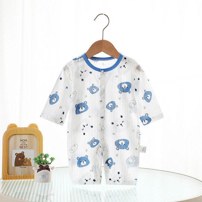베베니즈 신생아용 프린팅포인트 얇은 순면우주복