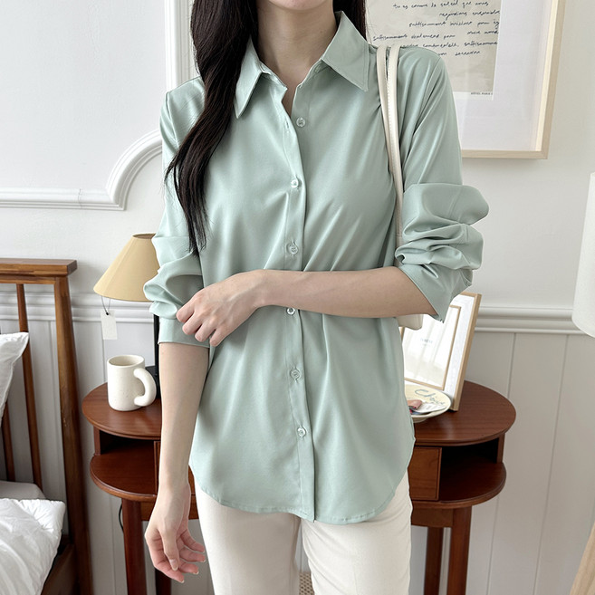 라라온 카라넥 베이직 링클프리 긴팔 블라우스 셔츠 TSP2866