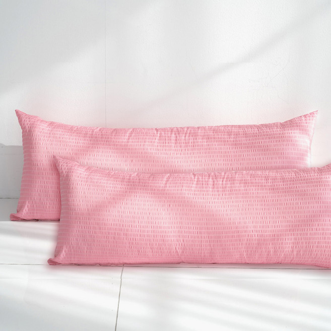 스코홈 냉감 시어서커 긴 베개커버 2p, 심쿵핑크