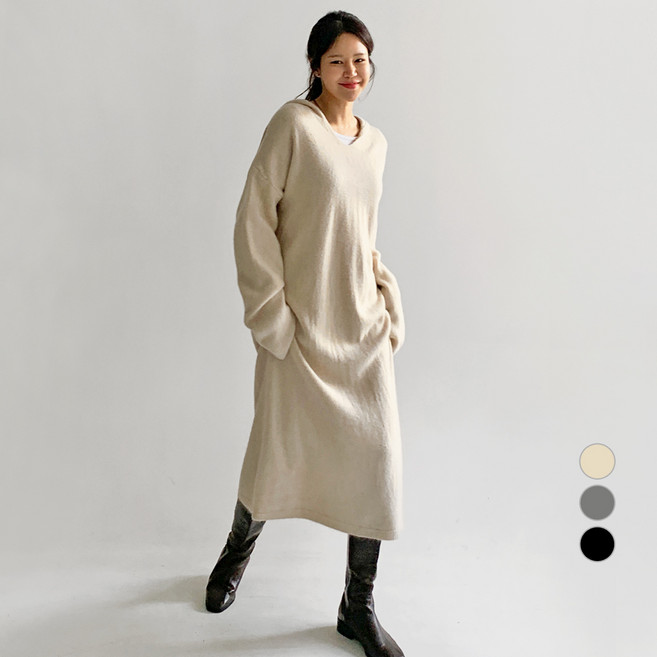 바블링브룩 여성용 후드 니트 롱 원피스