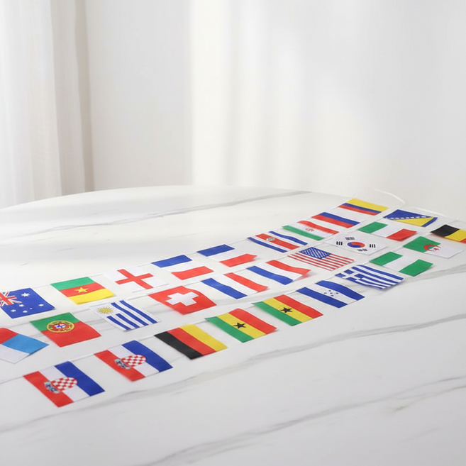 MARKETPIA 萬國旗裝飾旗幟 100國掛旗 32m 國旗(30 x 20 cm), 隨機出貨, 1個