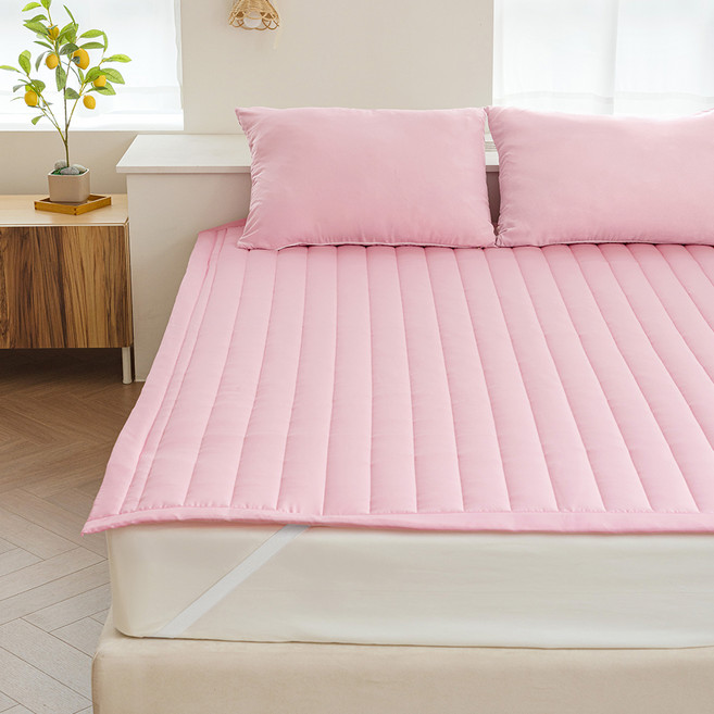 더자리 프리미엄 국내제조 세미마이크로 누빔 침대패드, 핑크