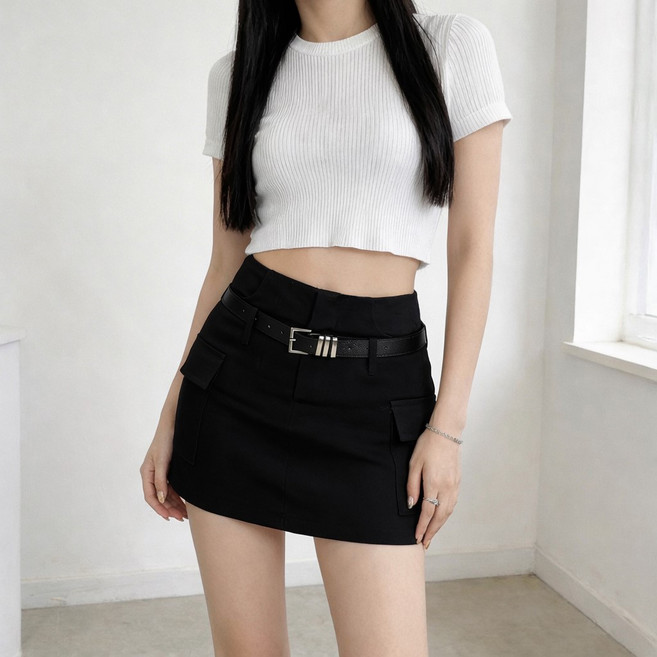 언헤브 여성용 카고 포켓 미니 스커트