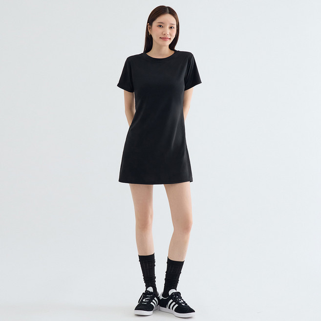 엘쏘 무지 기본 반팔 면 라운드넥 롱티 미니 원피스 빅사이즈 포함