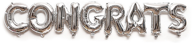 와우파티코리아 CONGRATS 파티 풍선 세트, 실버, 1세트