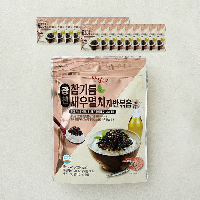 광천 맛있는 참기름 새우멸치 자반볶음, 20개, 800g
