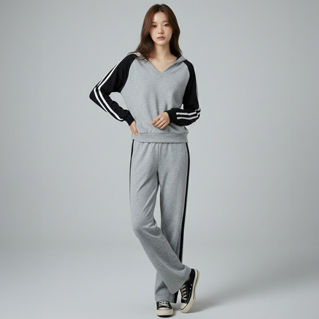 MEICHEL 舒適雙線條 Easy Move 連帽套裝 12402