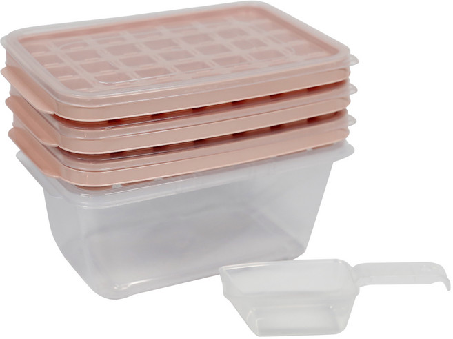 나누담 아이스 트레이 35구 3p + 보관통 + 스쿱 세트, 핑크, 1세트