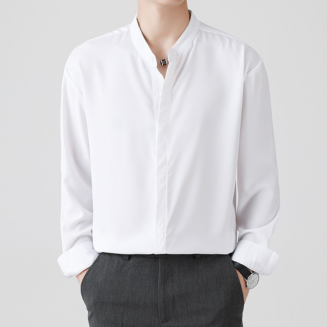 DM 남성용 미니멀 차이나 카라 셔츠