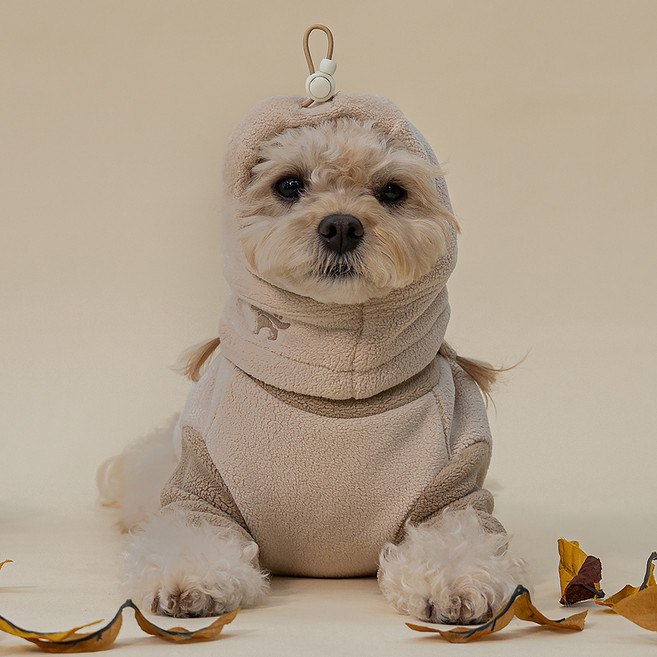 도그아이 강아지 모자 스누드, 1개, 베이지