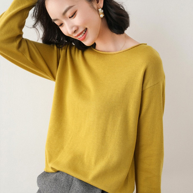 Bellybore 女款日常素色基本U領針織衫