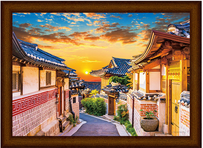 한옥마을의 일몰 직소퍼즐 HS500-213, 혼합색상, 500피스, 1개