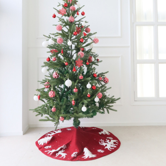 모리앤 크리스마스 원형 트리 스커트 가리개, 레드, 1개