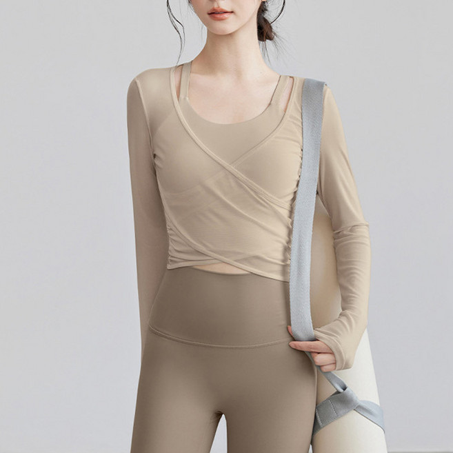 TheSirup 女款網紗罩杯運動內衣背心 健身瑜珈T恤