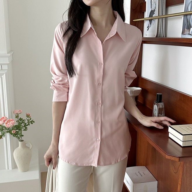 Lalaon 翻領基本款防皺長袖女式襯衫 TSP2866