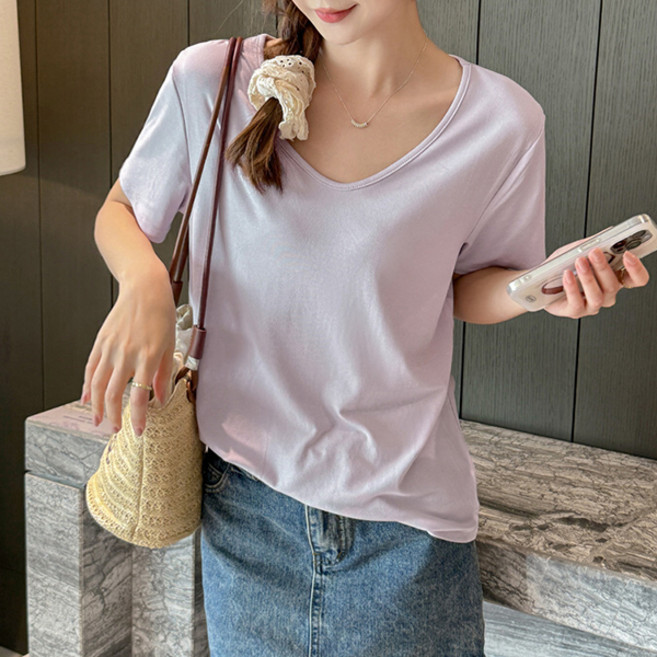 LUNA GIRL 女款 Nariara V領短袖T恤 L26SMT043002
