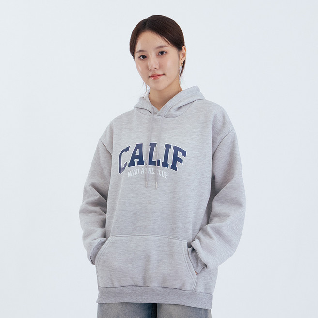 Elsso Kalife 字母印花刷毛寬鬆版型口袋大學T連帽衫
