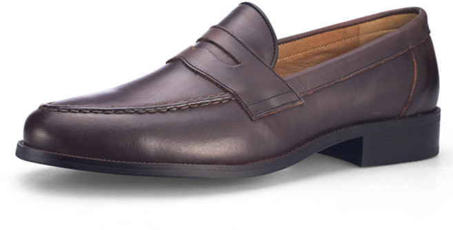 VONIN 남성용 천연소가죽 베지터블 클래식 페니 수제로퍼 IN556DBR