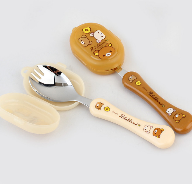 리락쿠마 편한 포카락 2p 해피, 브라운 + 아이보리, 스푼 2종, 1세트