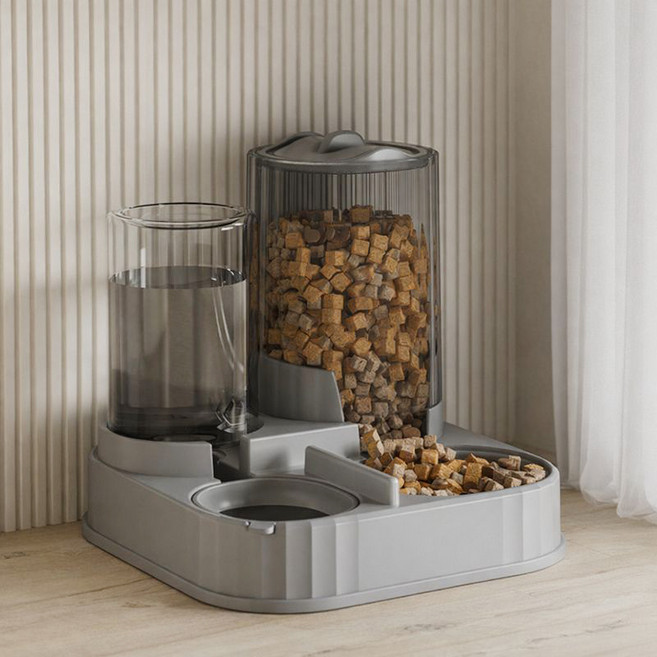 파스텔펫 반려동물 원통형 반자동 급수식기 FREE(25 x 25 x 22 cm), 그레이, 1개