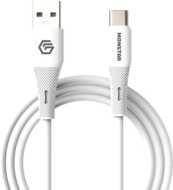 몬스타기어 A타입-C타입 휴대폰 태블릿 보조배터리 고속 충전 데이터 실리콘 케이블, 화이트, 1개, 0.5m