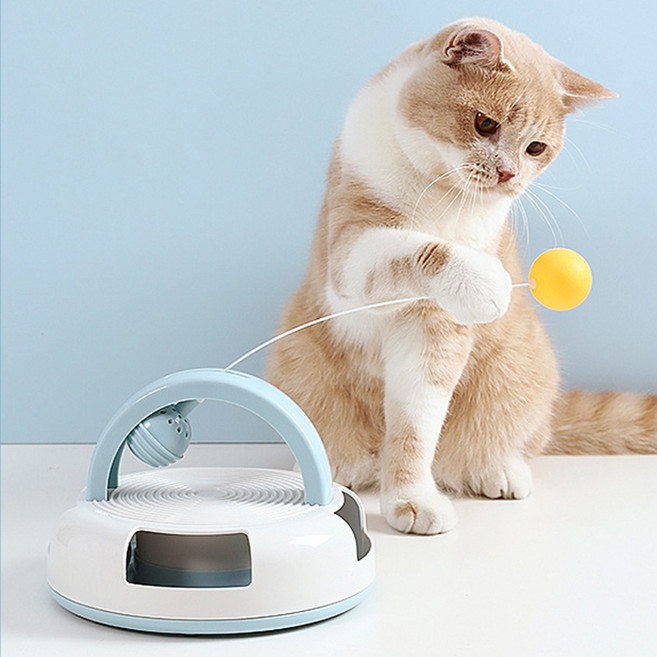 고양이 탁구공 + 깃털 장난감 세트, 블루, 1세트