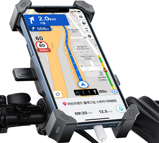 앤티스 아이언 오토바이 핸드폰 거치대 핸들형, 블랙