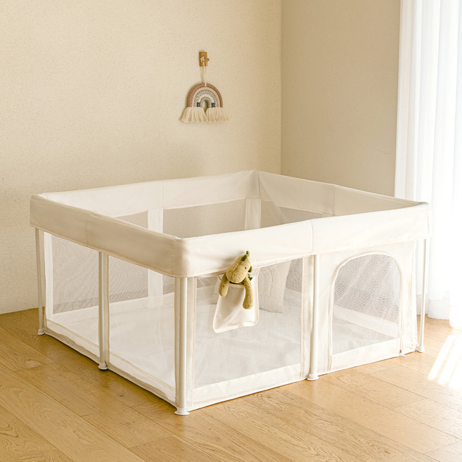 루나스토리 유아용 접이식 논슬립 휴대용 베이비룸 울타리 안전가드 중형 1270 + 전용가방 세트, 크림, 1세트