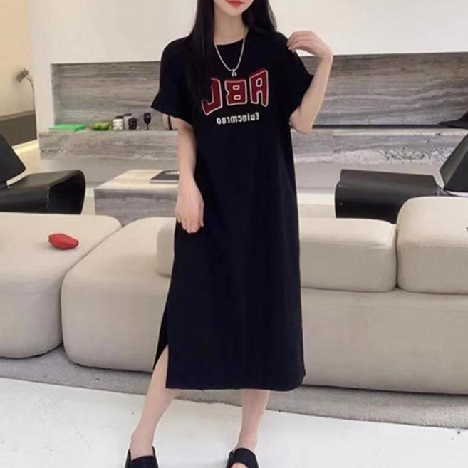 레몬소울 네벨 프린팅 반팔 원피스 06587 빅사이즈 포함