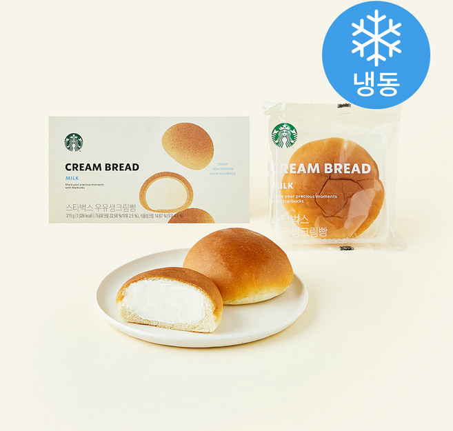 스타벅스 우유 생크림빵 (냉동), 105g, 3개입, 1개