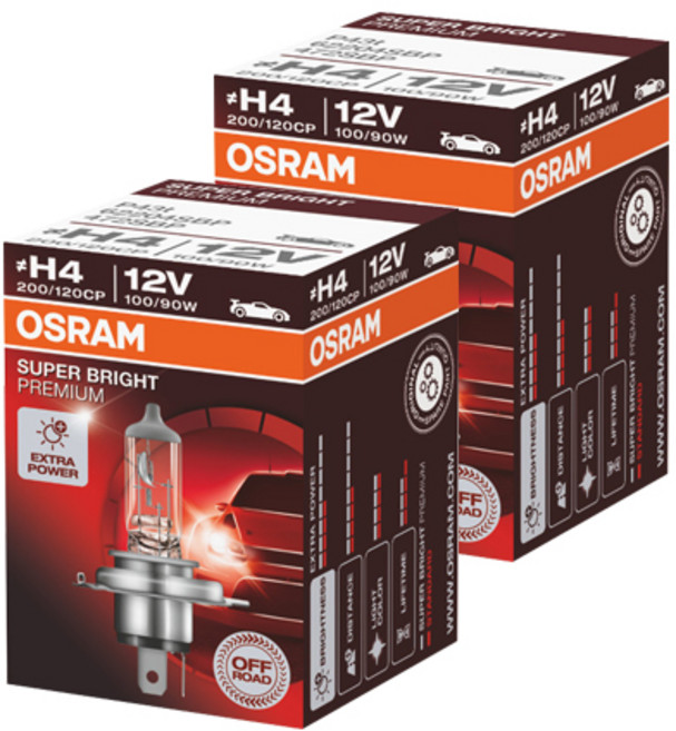 OSRAM 歐司朗 原廠鹵素燈泡, 2個, 混色, H4
