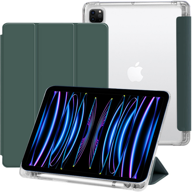 심플리로어 펜슬 수납 반투명 케이스, 다크그린, 1개