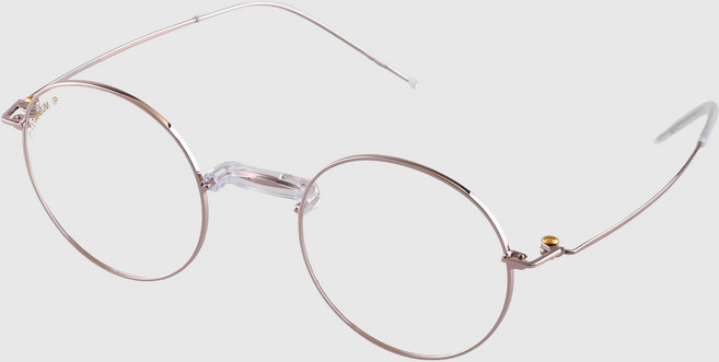 NUELEMEN 圓形圓潤纖薄IP β鈦情侶時尚無鼻墊雙色馬鞍鼻樑眼鏡框