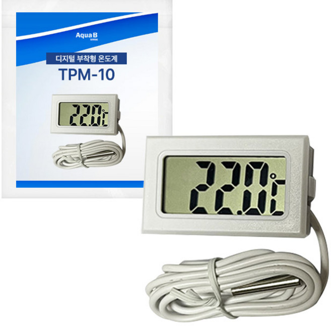 아쿠아비 수족관 디지털 부착형 온도계 TPM-10 화이트, 1개