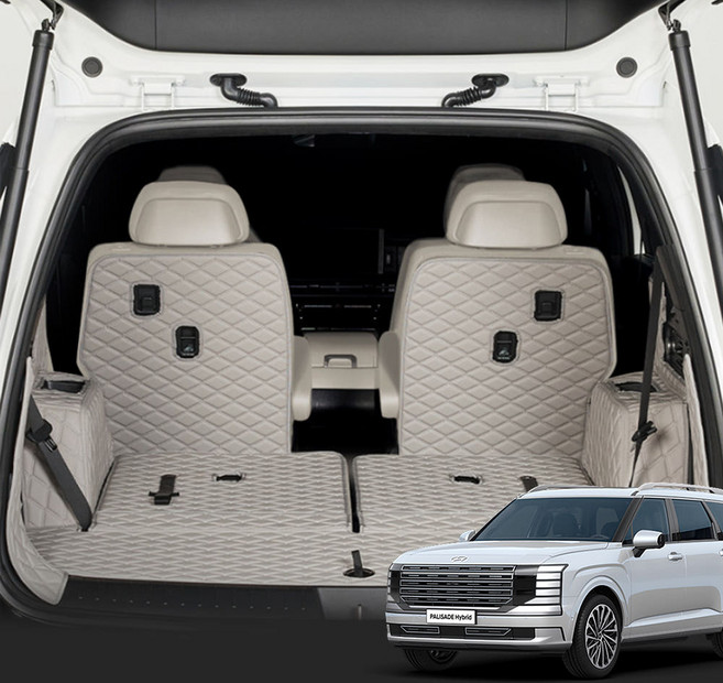 메이튼 전용 트렁크매트 풀커버, 현대 디올뉴 팰리세이드 9인승 수동폴딩 가솔린 / 하이브리드, 라이트그레이