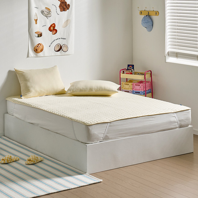 데시뉴 젤라또 냉감 누빔 고정밴드 미끄럼방지 침대패드, 레몬부우