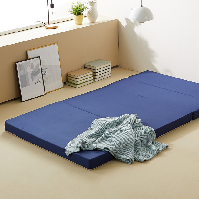 서광퍼니처 5단 HR 황토폼 접이식 매트리스 소파베드, 네이비, 9cm