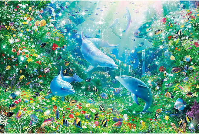 에포크 수중 낙원 야광 미니 직소퍼즐 EP23-718, 혼합색상, 2016피스, 1개