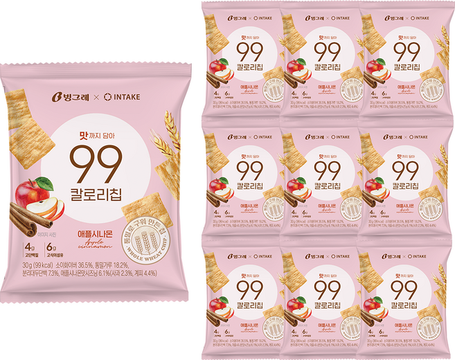 빙그레 99칼로리칩 애플시나몬, 30g, 10개