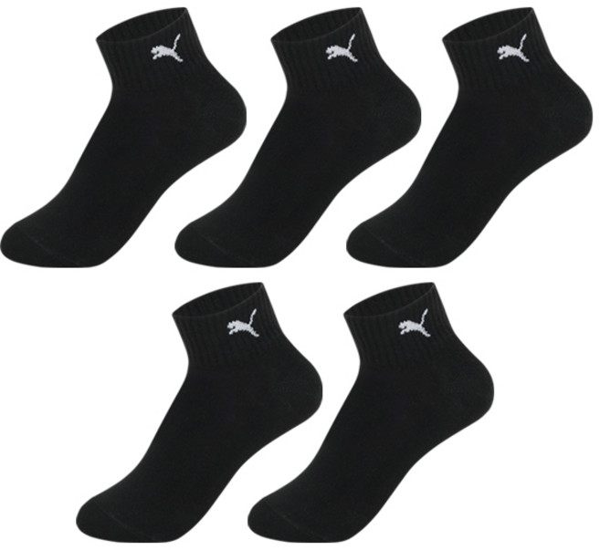 푸마 남성용 이중쿠션 단목 양말 5족 세트, 블랙, 1세트