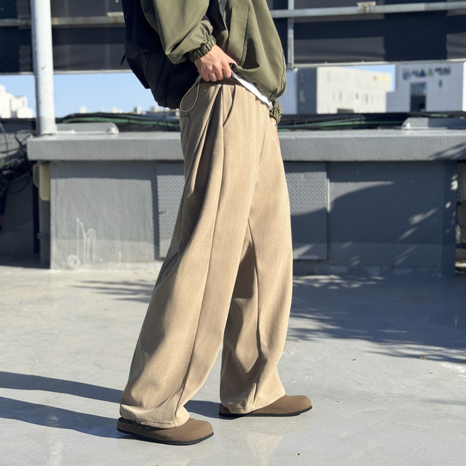 콘피아르 남성용 골덴 옆셔링 밴딩 와이드 팬츠 TC9541