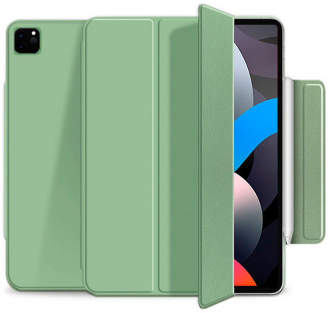 누아트 아이패드 마그네틱 애플펜슬 수납홀더 스마트커버 케이스, 말차그린