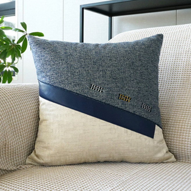 JCP 심플 레더 콤비 쿠션커버