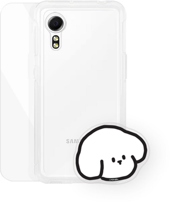 바니몽 아크릴 챠밍톡 + 클리어젤리 휴대폰 케이스 + 강화유리 액정보호필름 세트