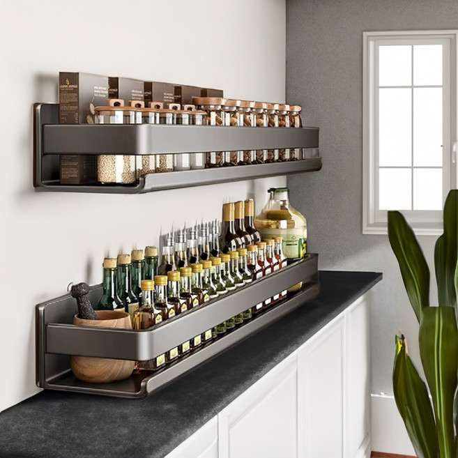 존글로벌 주방 조미료 선반, 그레이, 1개