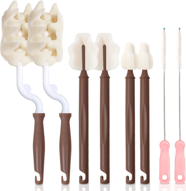 하이비 젖병 젖꼭지 세척솔 4종 세트 회전형, 초코브라운, 랜덤발송(빨대브러쉬), 2세트