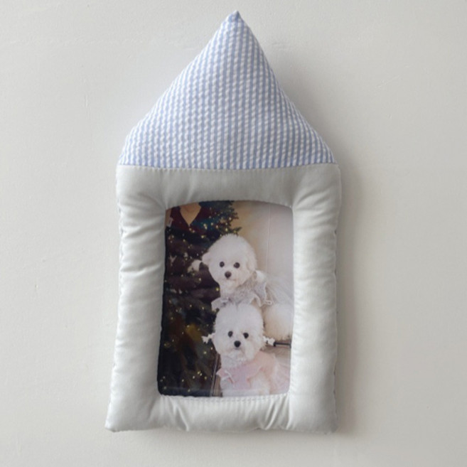 더플로우커머스 깅엄패턴 쿠션 패브릭 포토 프레임, 1개, 01 블루하우스