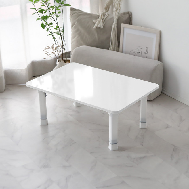 스토리퍼니쳐 LPM 4단 유광 밀러 접이식 테이블, 화이트