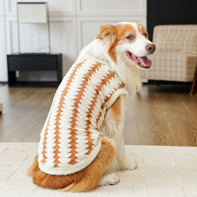 파스텔펫 강아지 중대형견 패턴 극세사 티셔츠, 카멜, 1개