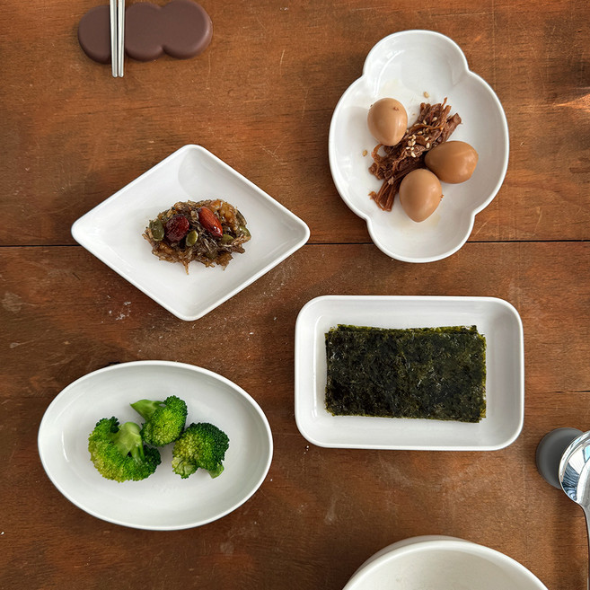 끌리메 크림화이트 칸타 미니플레이트 4종 세트, 크림화이트(오발, 오브롱, 클라우드, 다이아), 1세트